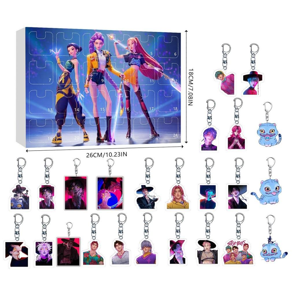 Kpop Demon Hunters Christmas Countdown Calendar With Acrylic Keychain Car Decor Gifts For Fans