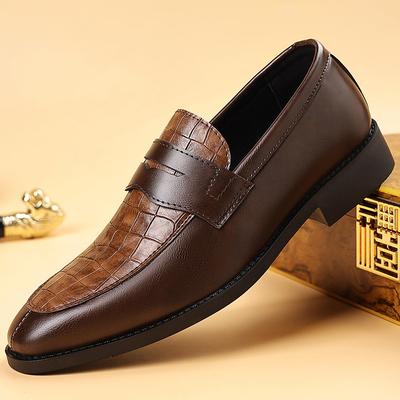 Мужская обувь в стиле Business Casual Кожаная Заостренный носок Большой размер Британский стиль Плоская подошва