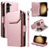 For Samsung Galaxy S23+ Case with Multi-Card Holder and Strap PU Leather Phone Cover Stand