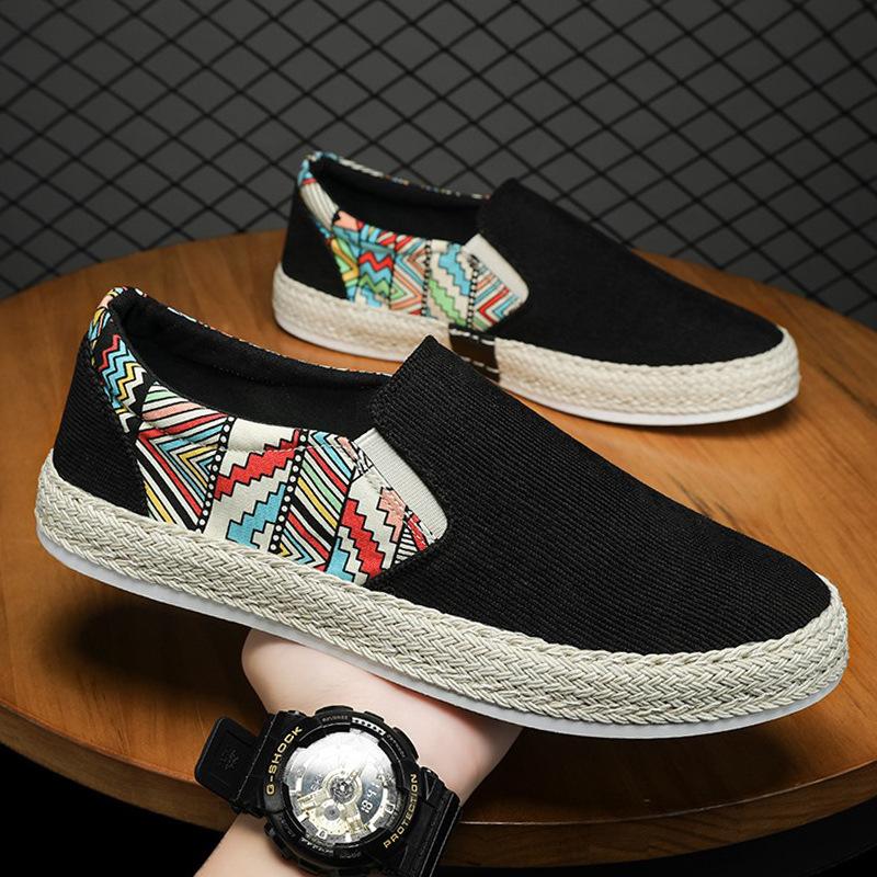 Fashion Men's Summer Linen Breathable Casual Flats Shoes Mens Espadrilles Loafers Fashion Boy Canvas Shoes Fisherman Driving Footwear
