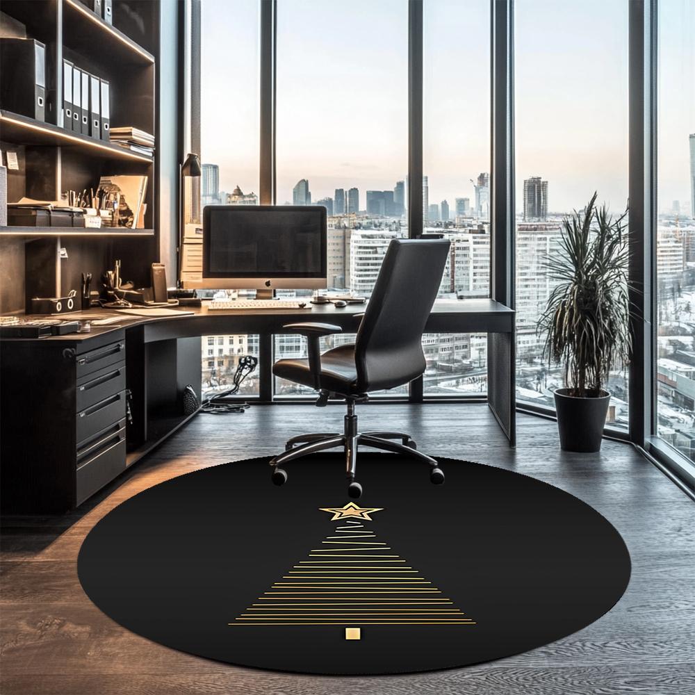 Christmas tree Printed Round Rug Carpet Chair Rug Area Rug Entryway Doormats,for Office Chair Living Room Bedroom Kitchen Room.