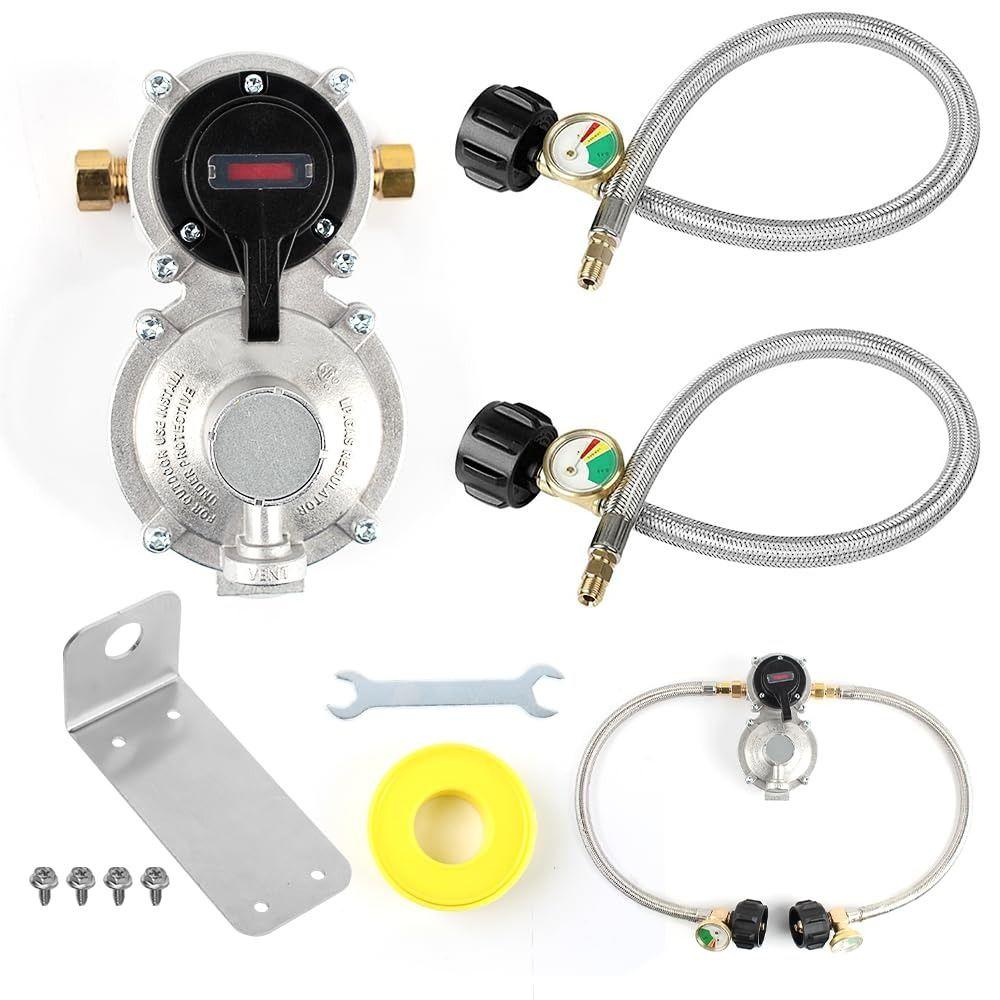 Instrument Propane Regulator Kit Stainless Steel Outdoor Regulator Stainless Steel Hose Kit  RV