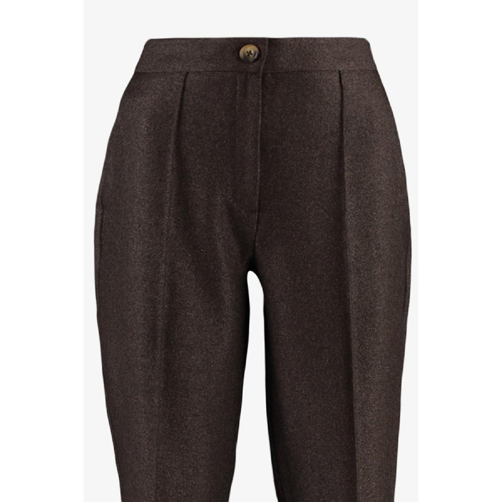 Brown High Waist Rib Detailed Wide Leg Woven Trousers Tctaw23tp00006