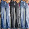 Spring, Autumn and Summer Women's Jeans Broken Wide-legged Pant Fashion Temperament Micro-large Trousers Trend