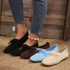 2024 Spring New Womens Round Toe Flats Casual Lace Up Women Shoes Solid Color Mesh Shallow Mouth Slip-On Mocasines Large Size