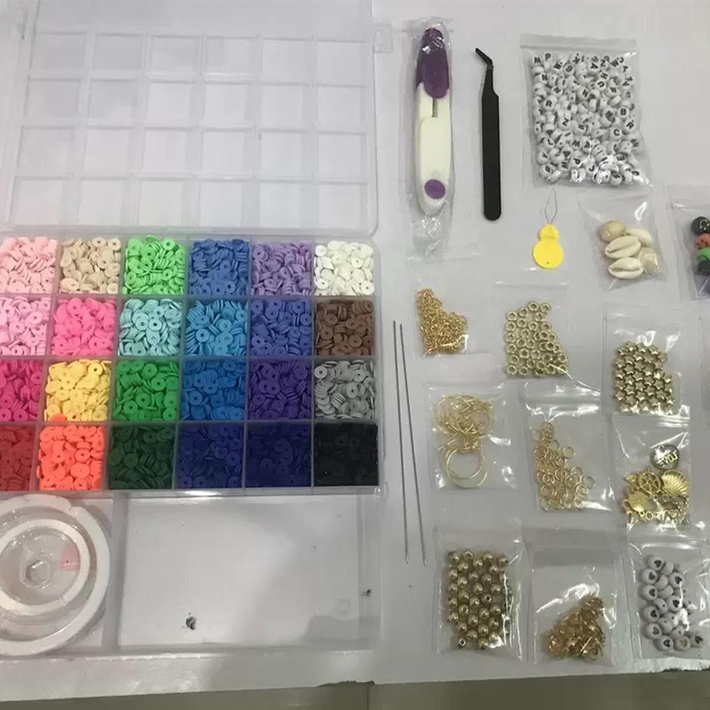 6000 шт./набор из полимерной глины, сменные бусины, многоразовые, браслет, ювелирные изделия, ожерелье, кулон, серьги, изготовление бусин, аксессуары