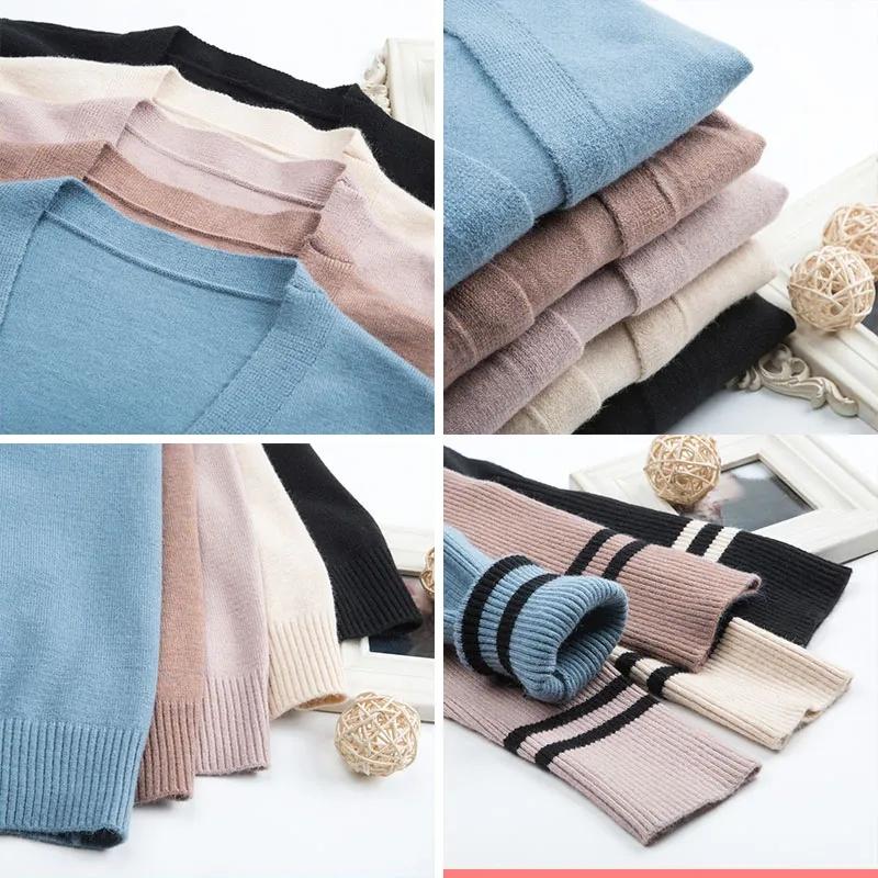 Женский весенне-осенний вязаный кардиган с длинным абзацем, корейская версия верхнего свитера с длинными рукавами, женский однотонный кардиган