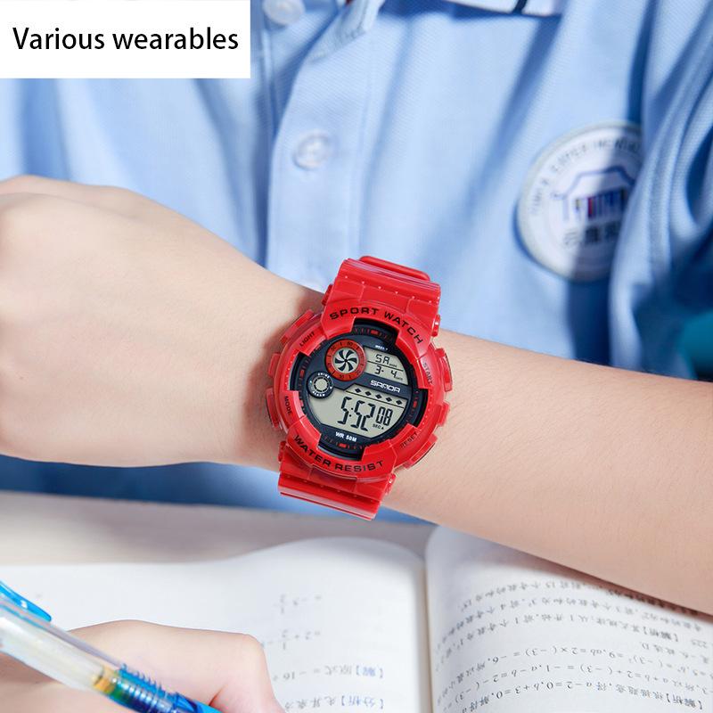 Новые детские часы с ручным механизмом, многофункциональные спортивные, водонепроницаемые, для студентов, для мужчин и женщин, с будильником, светящиеся часы