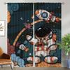 Carton Astronaut Curtains for Living Room Curtain Home Interior Curtains 2 Pieces Tulle for Bedroom Shades Partition Kitchen