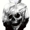 Mens Fashionable Skull Graphic Hoodie 3D Printed Breathable Wear Ideal Outdoor Adventures Sporty Hooded Shirt Men
