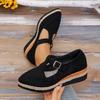 Замшевые туфли на танкетке черные женские удобные легкие лоферы толстая подошва нескользящие женские кроссовки модные римские туфли балетки