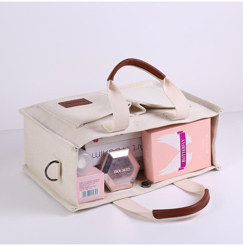 Женская ретро холщовая сумка - Большая вместимость, многослойная, на плечо и через плечо