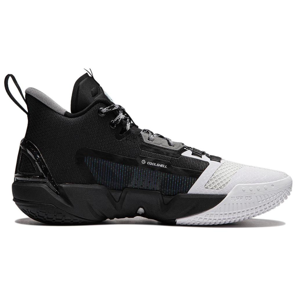 Li Ning BadFive 4 Амортизирующие износостойкие дышащие кроссовки для баскетбола средней высоты мужские Черно-белые ABFU015-5