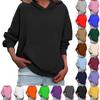 Women's Loose Long Sleeved Solid Color Casual Fleece Pullover Hooded Sweatshirt