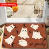 Cute Ghost Cat Moon Pattern Halloween Doormat, Creative Spooky?style Printed Floor Mat, Festive Home Entry Rug