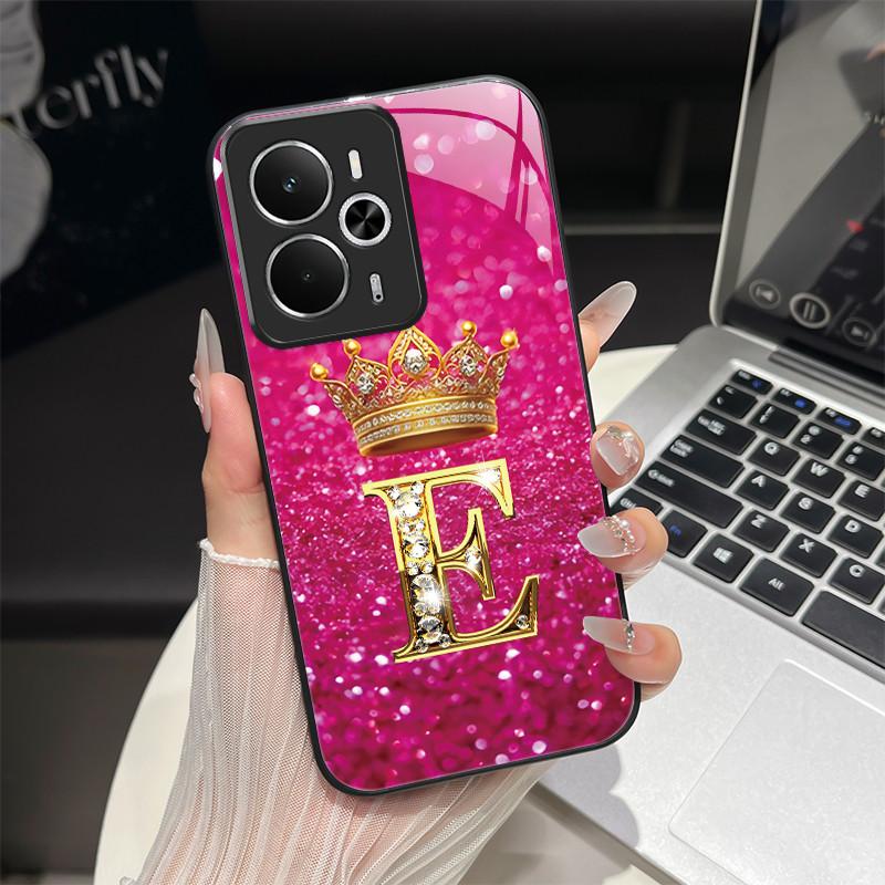 Для Oppo Realme 14 14T 5G Чехол RMX5075 RMX5078 Модный с буквами Ударопрочный Закаленное стекло Чехол-сумка для Realme14 Realme14T 5G