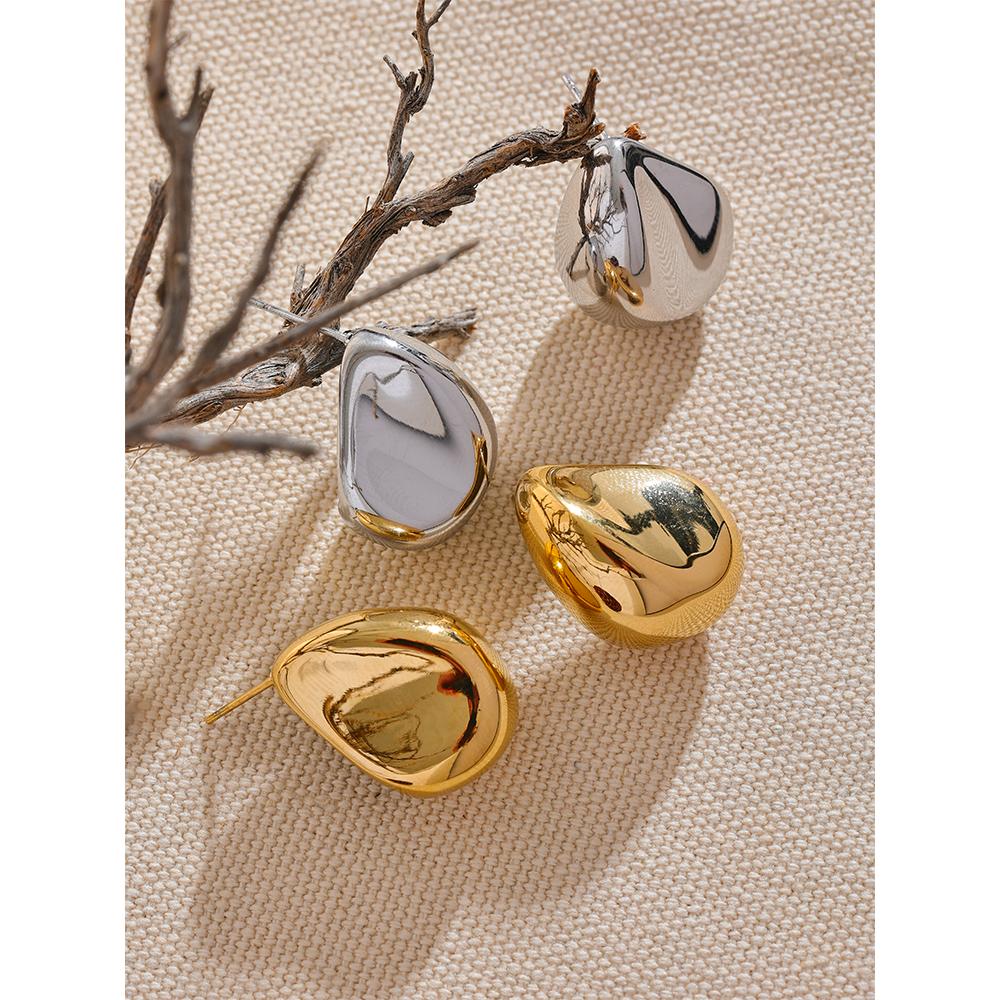 Eetit Новые гладкие серьги-гвоздики из нержавеющей стали 316l, креативные геометрические полые серьги-гвоздики, женские водонепроницаемые ювелирные изделия из 18-каратного позолоченного металла