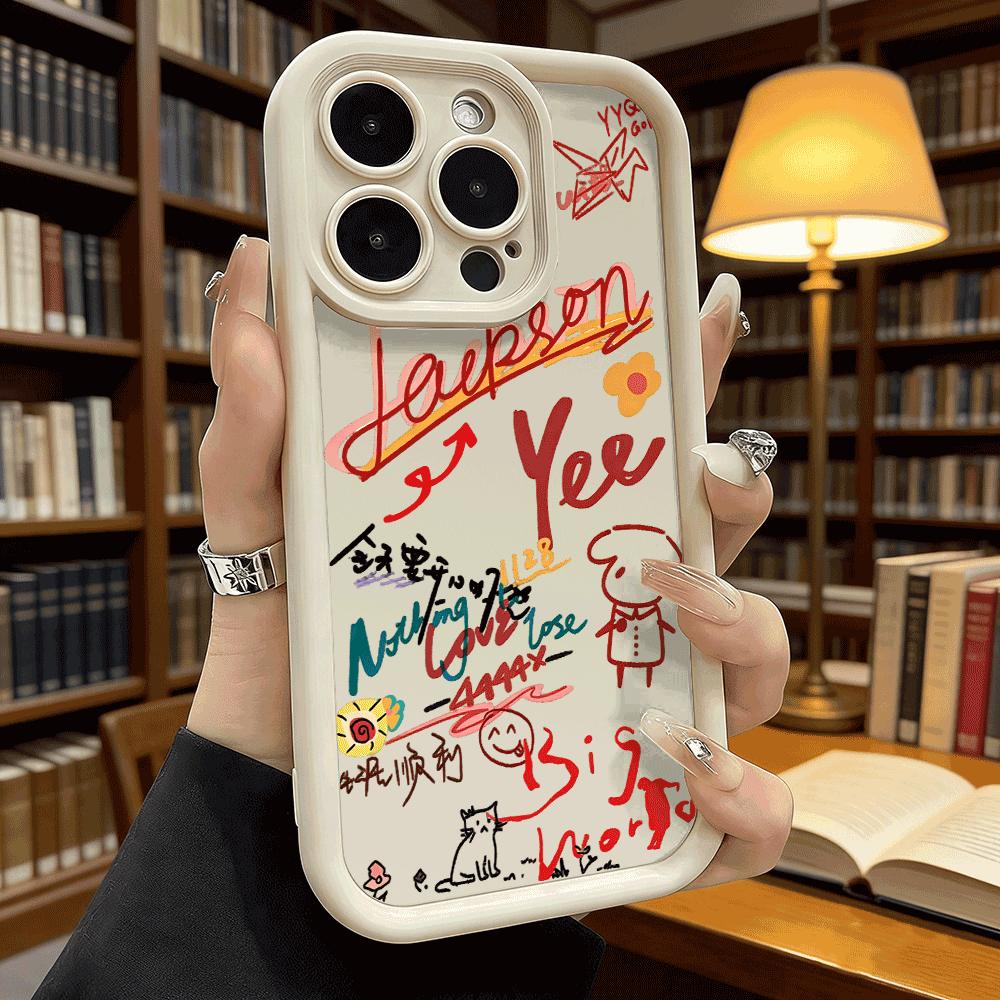 Чехол-накладка из мягкого ТПУ с рисунком в стиле 'doodle' для Xiaomi Redmi Note 15 14 13 12 11 Pro, противоударный, защитный, от падений