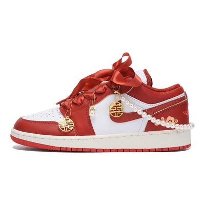 Air Jordan 1 Низкие винтажные баскетбольные кроссовки с защитой от скольжения и истирания Мужские True Red FJ3459-160(Команда59-)