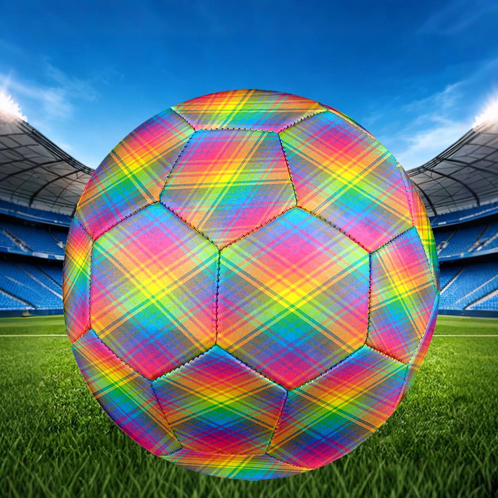 1pc Rainbow Plaid Size 5 Soccer Ball Professional Match Training Football Indoor &Outdoor Sports Ball Lightweight Durable m6551