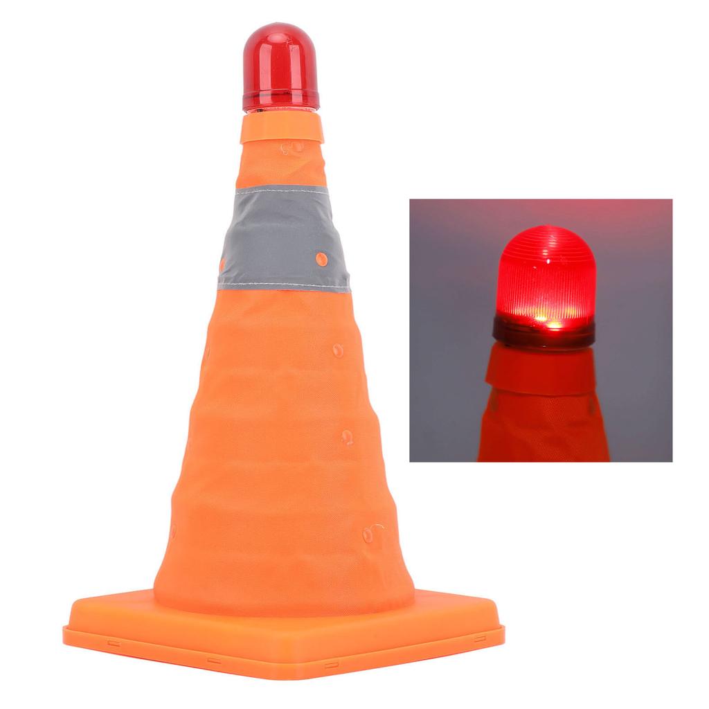 Дорожный конус безопасности 30x19x19см Складной Портативный Светоотражающий Парковочный Конус со Светодиодным Предупреждающим Светом