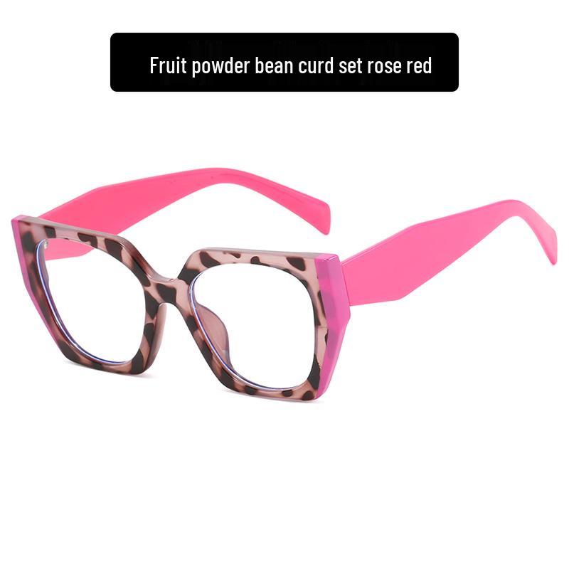 Fluorescent Green Cat-Eye Glasses with Contrasting Color Frames, Customizable for Prescription Lenses