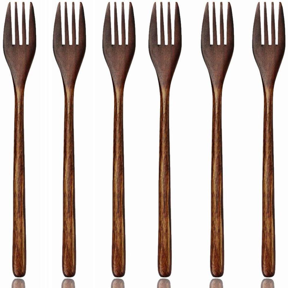 Kitchen Salad Wood Cooking Japanese Style Eco-friendly Cutlery Dinnerware Tableware Wooden Forks