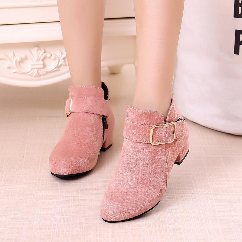 Girls and Ankle Boots Autumn and Winter New Children's Cotton Boots Girls High Heel Princess Shoes Medium and Older Children's Parent-child Boots