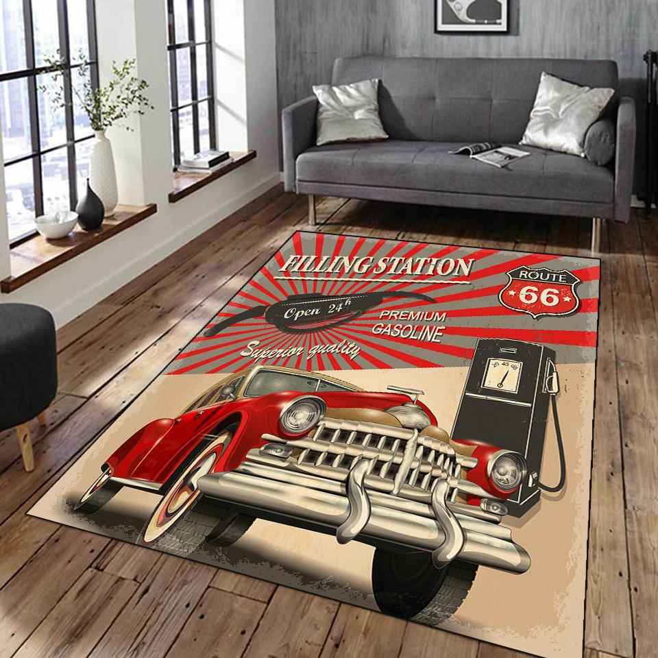 Ретро классический постер с мотоциклом и автомобилем, ковер с 3D принтом, домашний ковер для гостиной, спальни, домашний декор, противоскользящий напольный коврик, дверной коврик