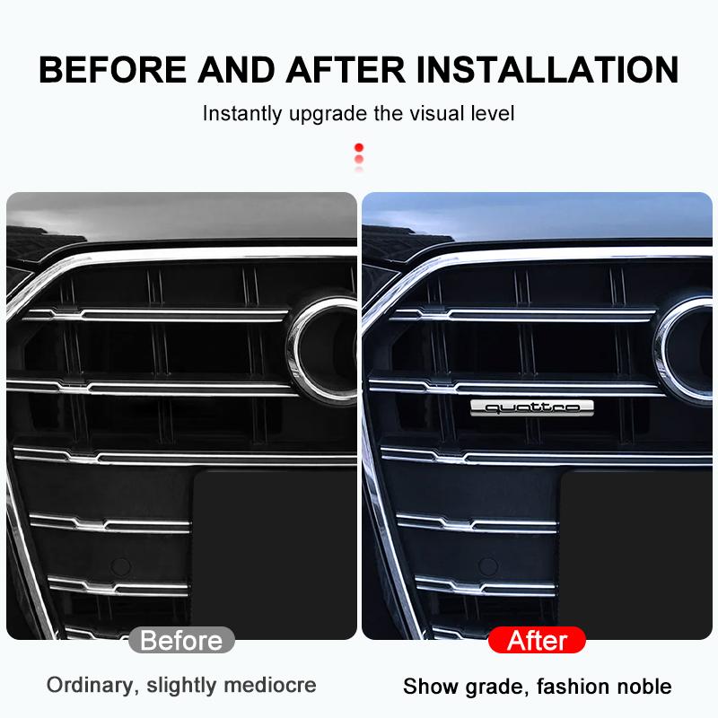 Значок на решетку радиатора автомобиля, наклейка для украшения кузова и багажника, эмблема QUATTRO для Audi Q2 3 Q5 Q7 Q8 A3 A4 A5 A6 A7 R8 B5 B6 TT