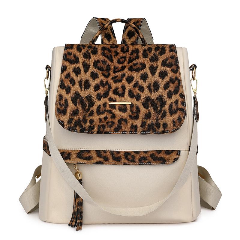 Рюкзак большой вместимости, женская сумка двойного назначения через плечо с леопардовым принтом, школьный рюкзак для школьников
