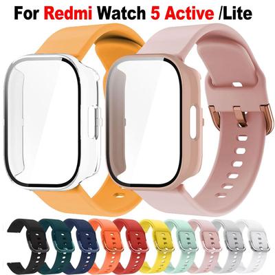 22мм Силиконовый ремешок с чехлом для Xiaomi Redmi Watch 5 Active Lite Смарт-часы Наручный ремешок PC чехол для Redmi Watch 5 Active Lite