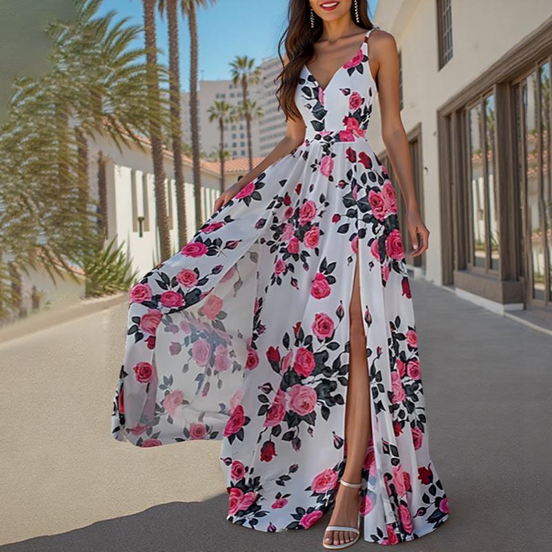 ZANZEA Женское праздничное повседневное платье без рукавов с V-образным вырезом и цветочным принтом в стиле бохо