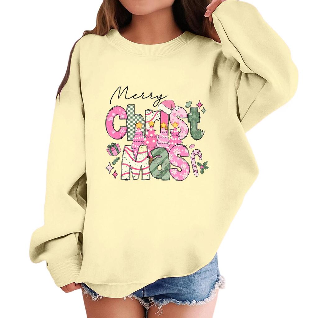 Children's Fashionable Casual Long-sleeved Loose Christmas Print Pullover Sweatshirt