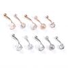 5/10Pcs Women Faux Opal Inlaid Belly Button Navel Rings Body Piercing Jewelry