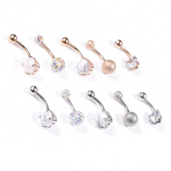 5/10Pcs Women Faux Opal Inlaid Belly Button Navel Rings Body Piercing Jewelry