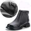 Top Layer Cowhide New Middle Heel Thick Sole Short Ankle Boots,Thick Heel Genuine Leather Boots Winter Mother Shoes Gift