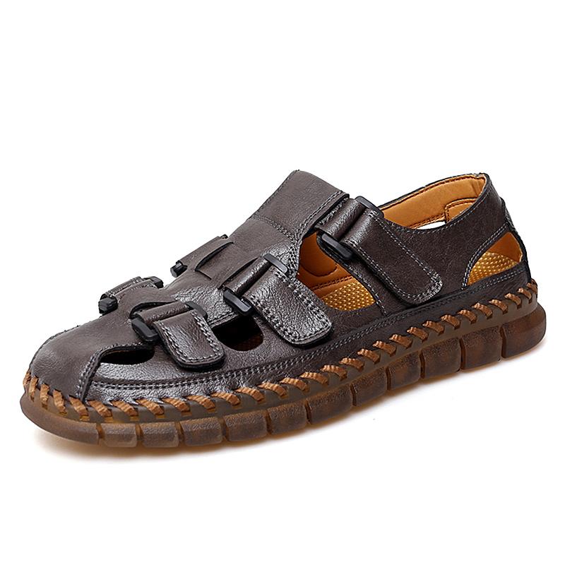 New Summer Men's Sandals High Quality Outdoor Beach Shoes 2024 Cowhide Non-slip Slippers for Men Sandals Designer Brand Mocassin