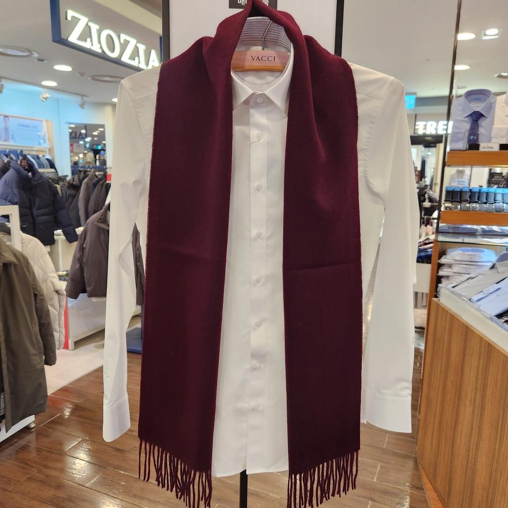 Men's warm and cozy 100% wool muffler in deep earthy rose red plain pretty color muffler VM1M4BR116R0