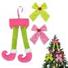 Рождественский бант, подвесное украшение, плюшевые ноги эльфа с красно-зелеными бантами для декора елки, праздничное веселье, украшение для дома