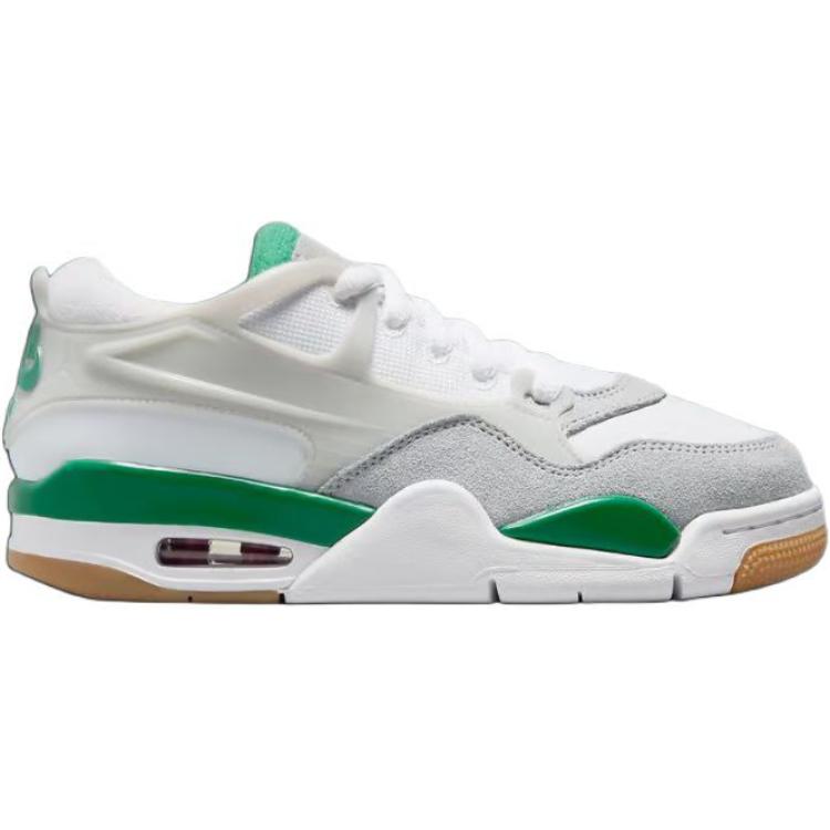 Jordan Air Jordan 4 Abrasion Resistant Low top Children's Basketball Shoes White Green FQ7938-103