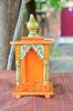 Handmade Small Wood Mandir: Embossed Painted Wall Shrine, Puja Ghar