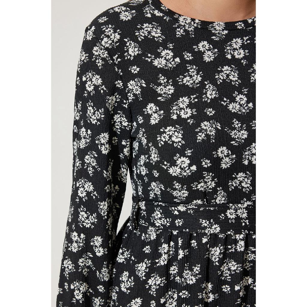 Women's Sky Blue Floral Summer Long Knitted Dress Dd01322