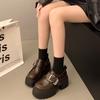 Black Retro Versatile British Style Platform Small Leather Shoes Women's 2025 New Autumn and Winter Skirt Mary Jane Single Shoes
