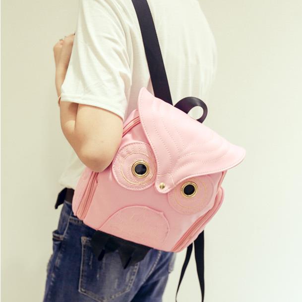 Модный женский рюкзак Стильный крутой черный рюкзак из ПУ кожи с совой Наплечная школьная сумка KTY