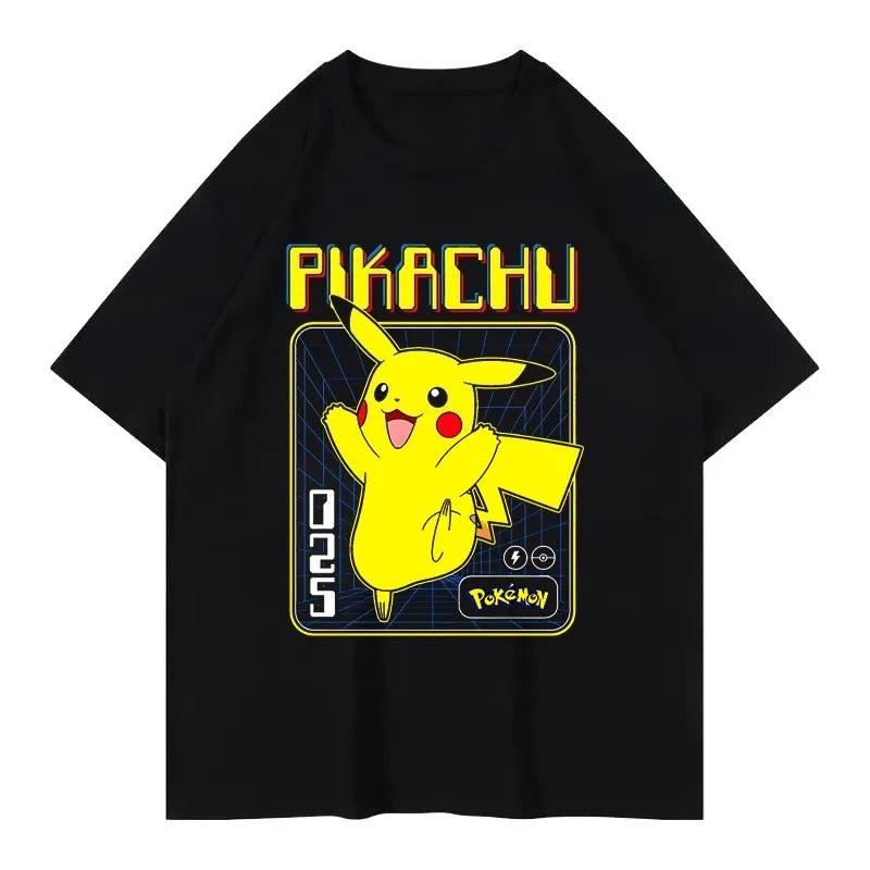 Pok Mon Pikachu Little Fire Dragon Johnny Turtle Pok Mon Printed Short Sleeved Unisexs Womens Tshirt Summer New Y2k Tee Top