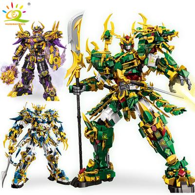 Конструктор HUIQIBAO SunWuKong Warrior Mech Robot Building Blocks MOC в стиле шинуазри, фигурка, детский строительный набор для создания города.