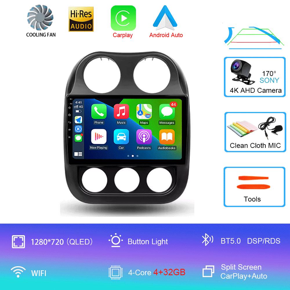 Автомобильное радио Android 14 для Jeep Compass Patriot 2010-2016 Мультимедийный проигрыватель Автомагнитола Стереоплеер GPS Навигация Carplay DSP