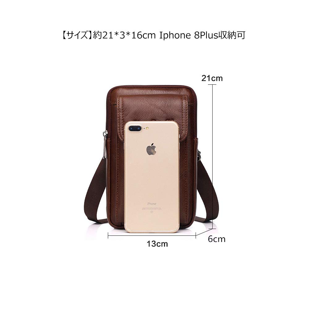 Whatna Natural Cowhide Mini Shoulder Bag 3way Crossbody Bag Belt Pouch Mini Chest Bag Waist Bag Small Pochette Thick Leather Genuine Leather Vertical