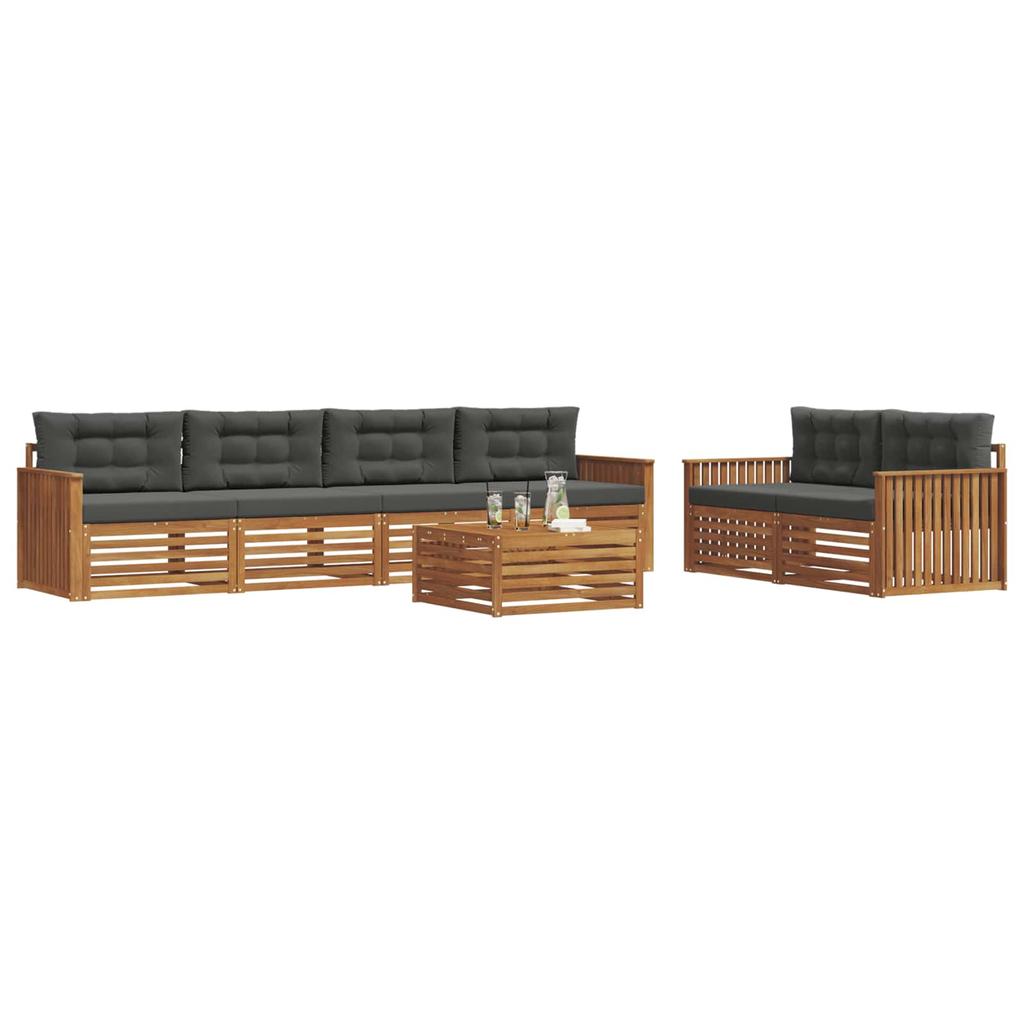Outdoor Sofa Set with Cushions 7 pcs Natural and Anthracite